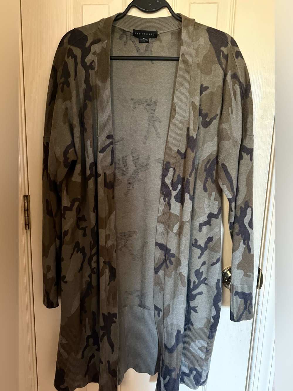 Sanctuary Olive & Brown Camo Open Cardigan
